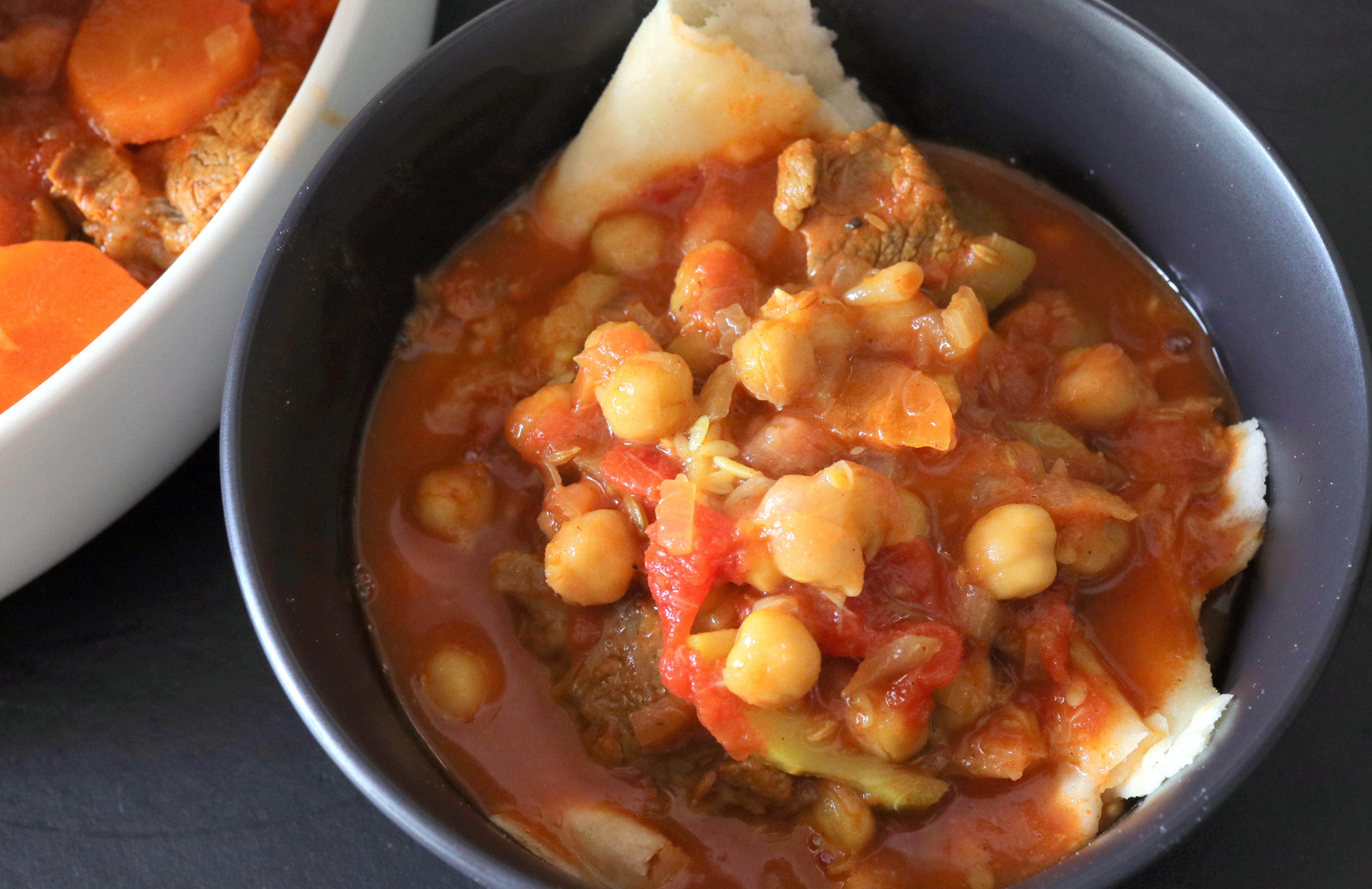 PK’s Moroccan Chickpea Stew With Lamb And Flatbread
