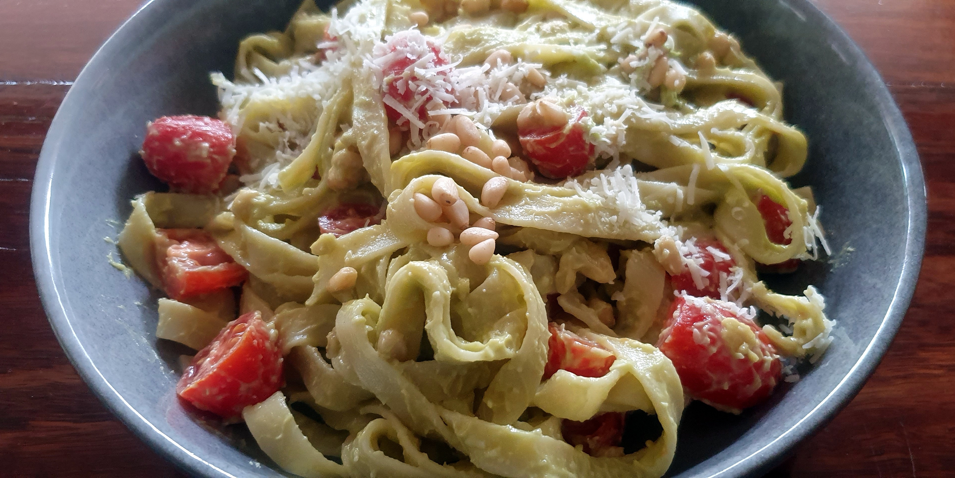 Avocado, Cheese And Pine Nut Pasta Salad