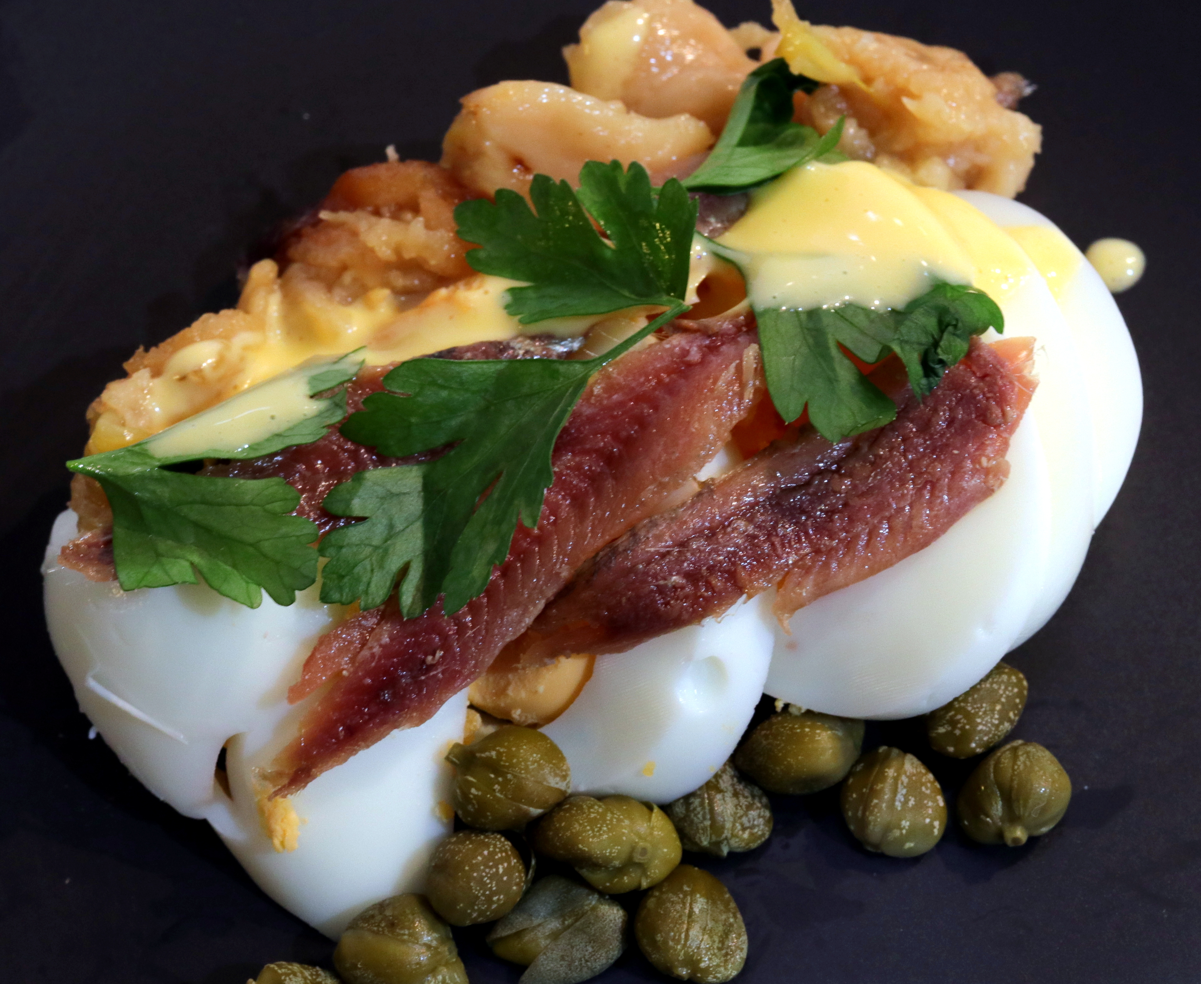 Egg, Roasted Garlic, Mayo And Anchovies Antipasto