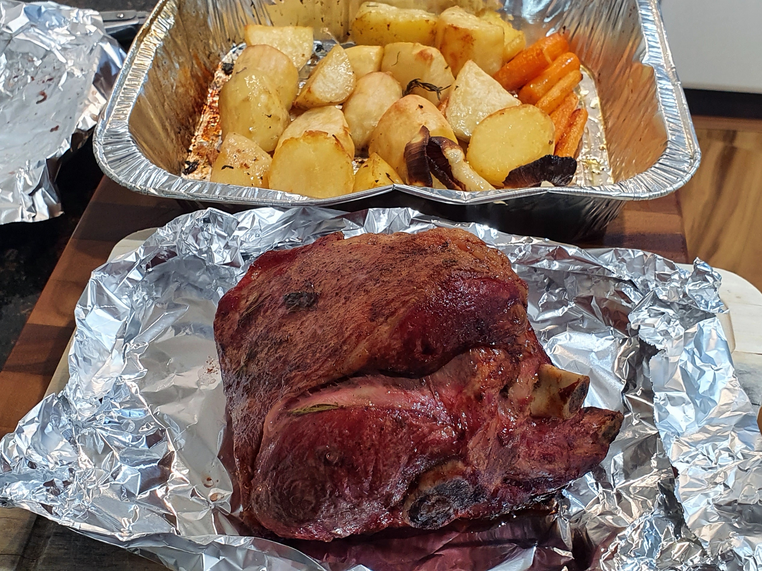 PK’s Slow Charcoal Weber Lamb Leg Roast