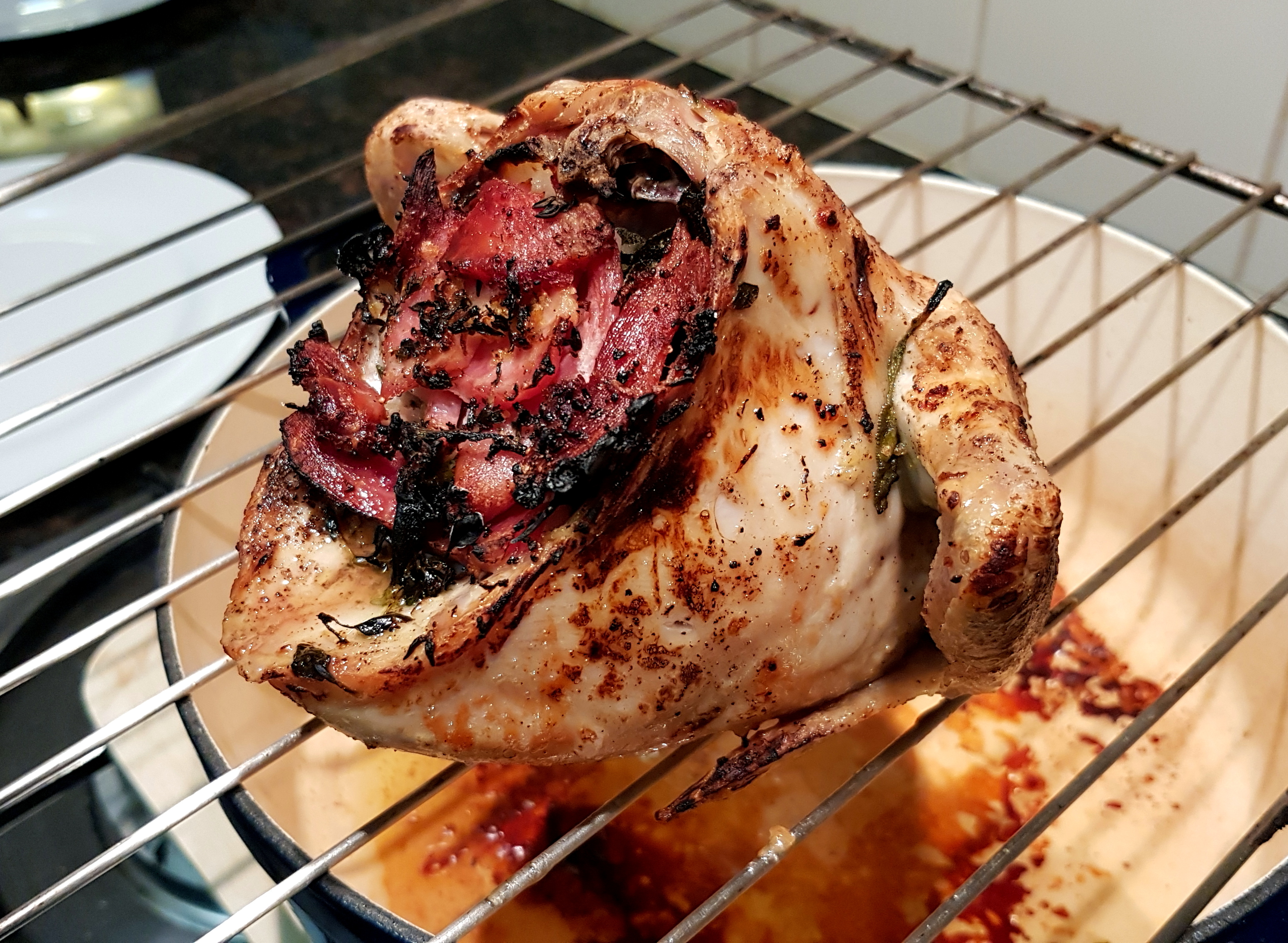 PK’s Chicken Crown Roast With Bacon